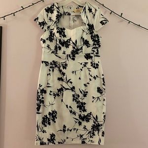 XL black and white floral cocktail dress
